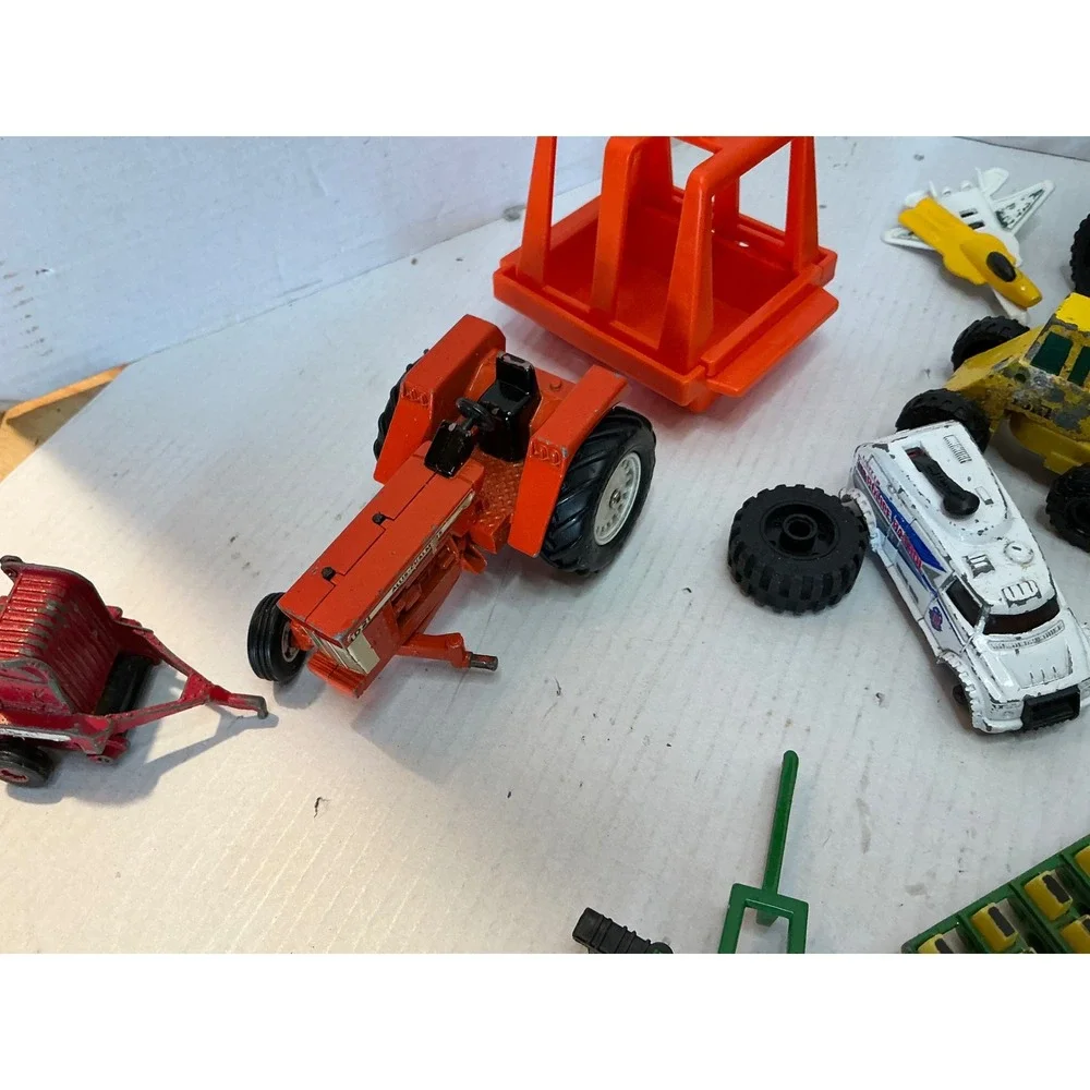 Vintage Toy Vehicle Lot Farm Tractors Trailers Construction Equipment 15+ Pieces